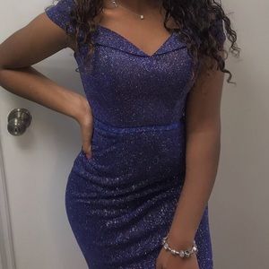 Royal blue skin tight holographic dress